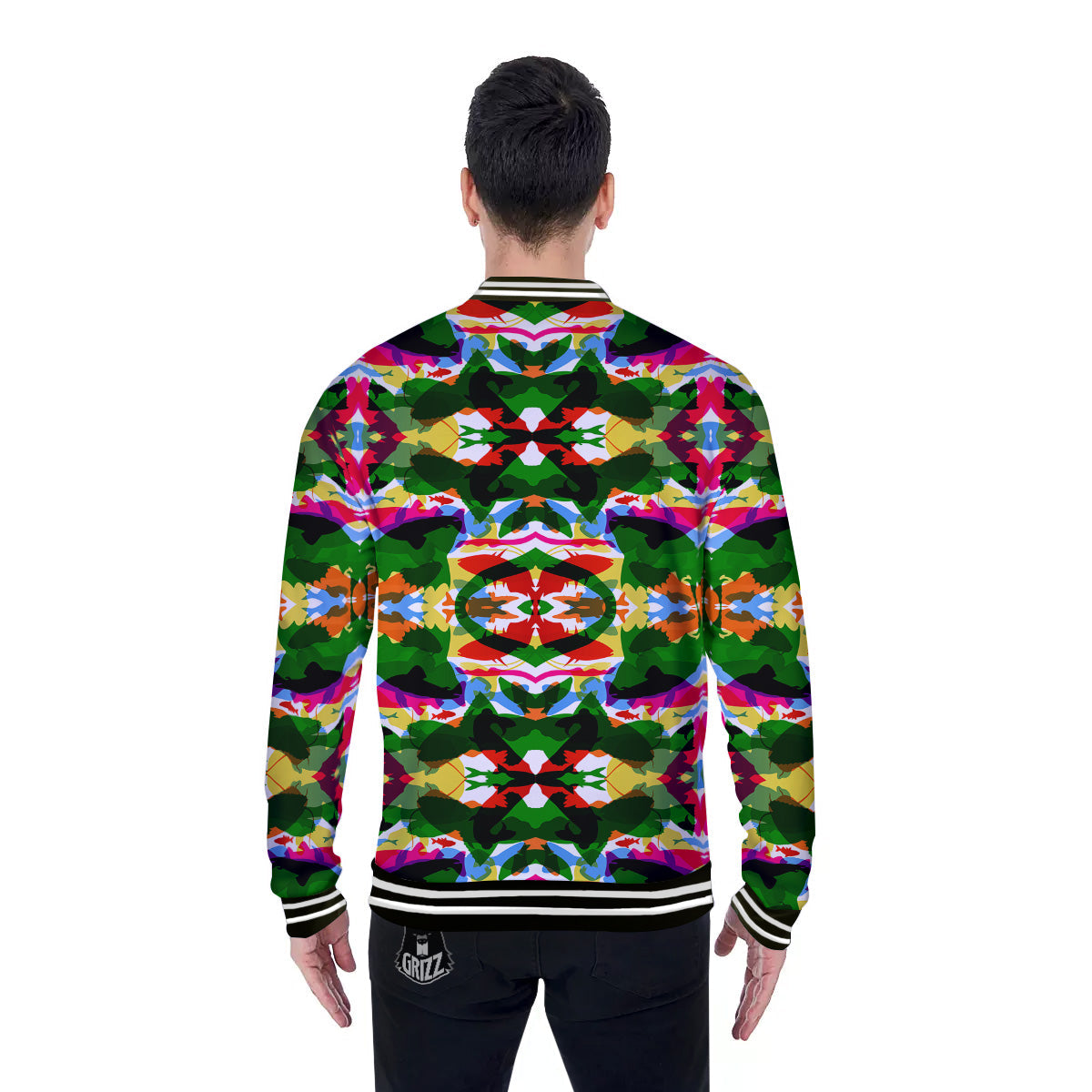 Fish Colorful Abstract Print Pattern Baseball Jacket-grizzshop