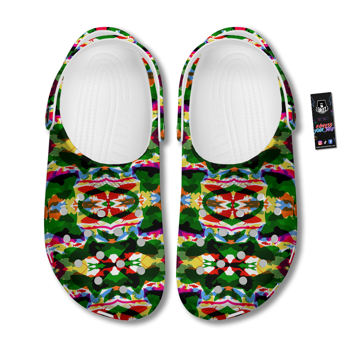 Fish Colorful Abstract Print Pattern Clog-grizzshop