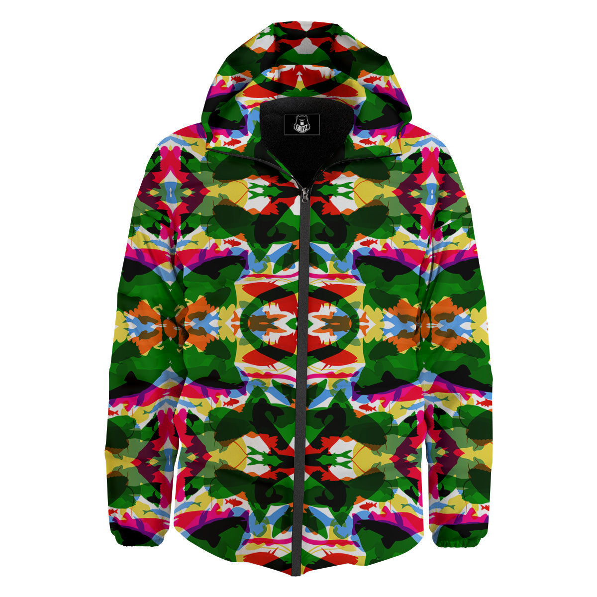 Fish Colorful Abstract Print Pattern Down Jacket-grizzshop