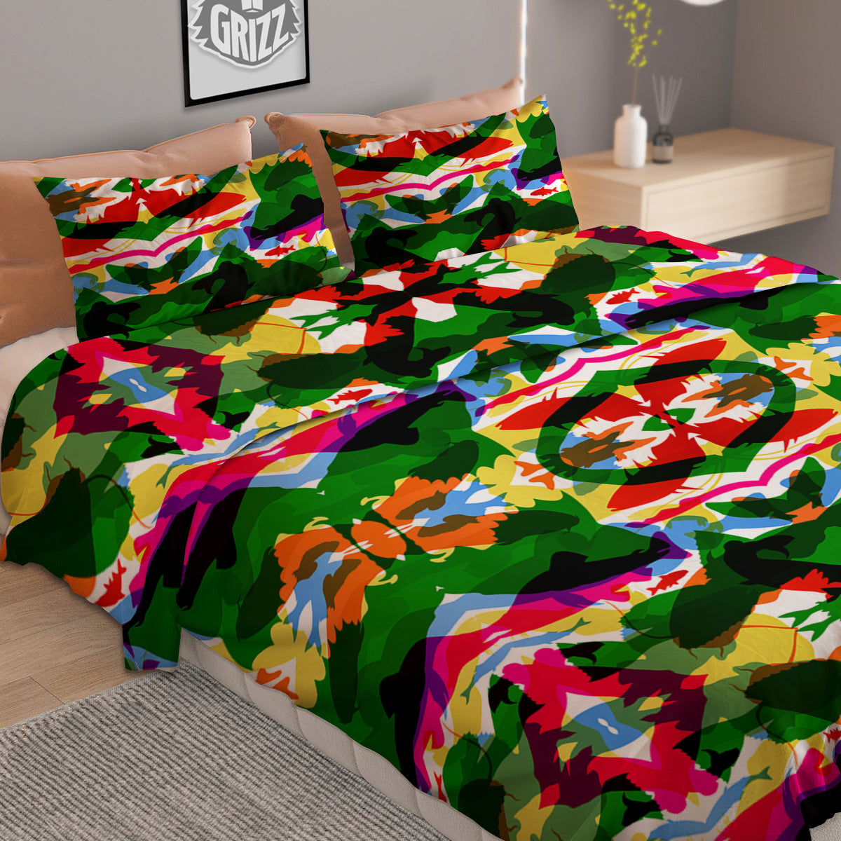 Fish Colorful Abstract Print Pattern Duvet Cover Bedding Set