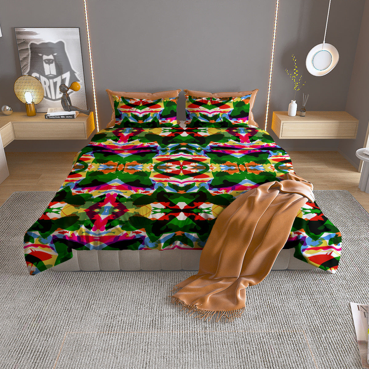 Fish Colorful Abstract Print Pattern Duvet Cover Bedding Set