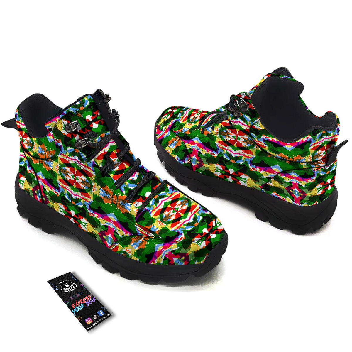 Fish Colorful Abstract Print Pattern Hiking Shoes-grizzshop
