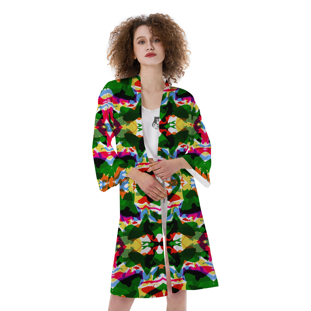 Fish Colorful Abstract Print Pattern Kimono-grizzshop