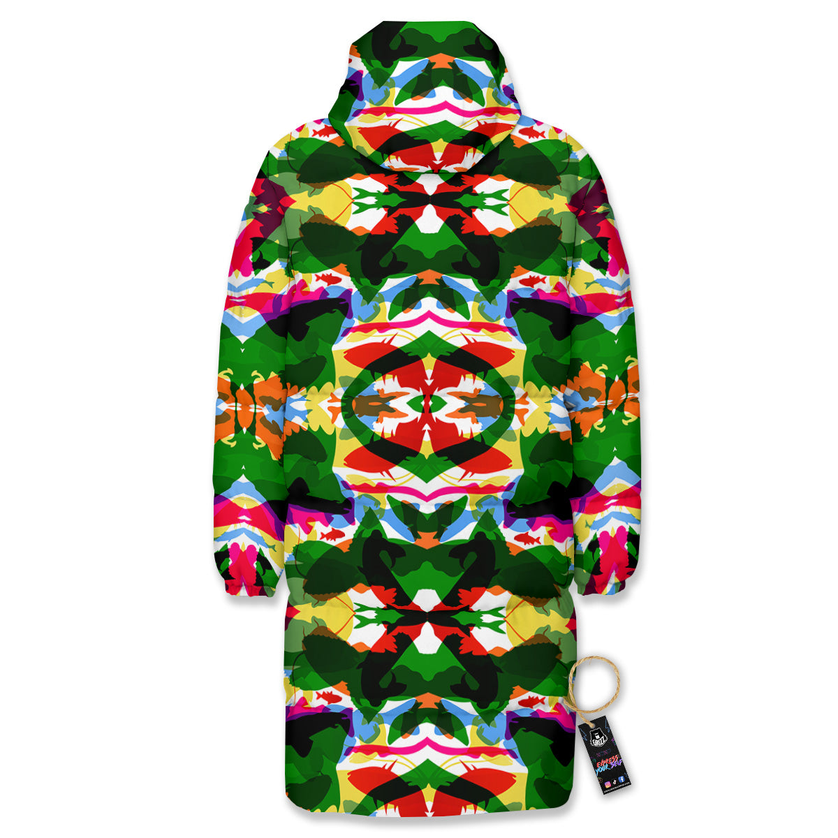 Fish Colorful Abstract Print Pattern Long Down Jacket-grizzshop