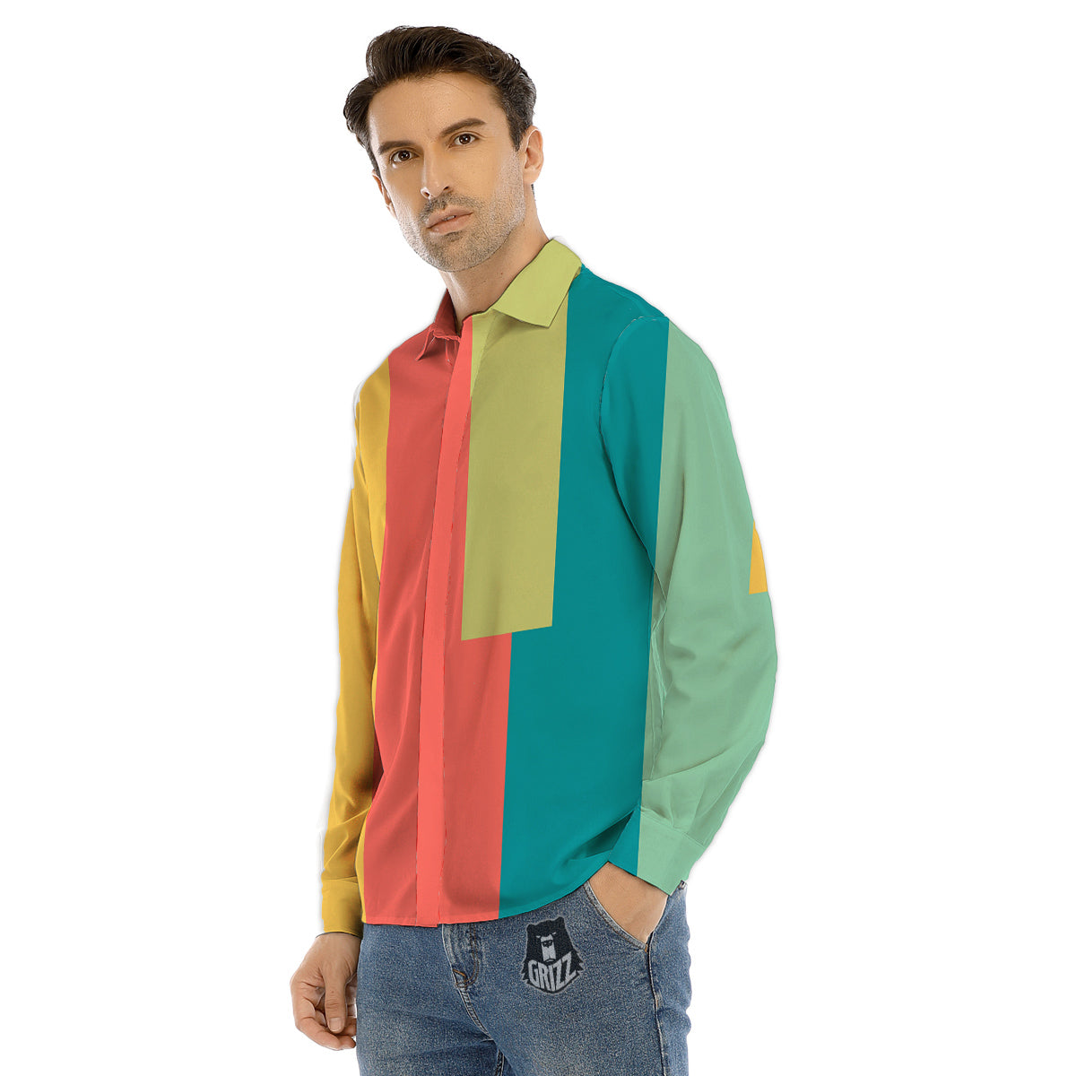 Fish Colorful Abstract Print Pattern Men's Dress Shirts-grizzshop