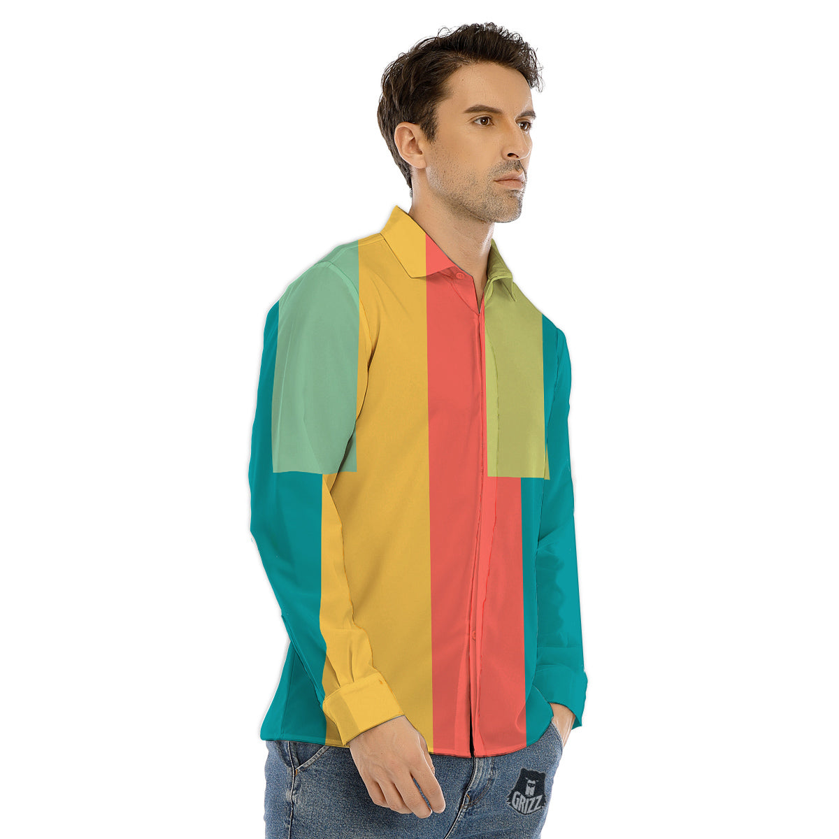 Fish Colorful Abstract Print Pattern Men's Dress Shirts-grizzshop