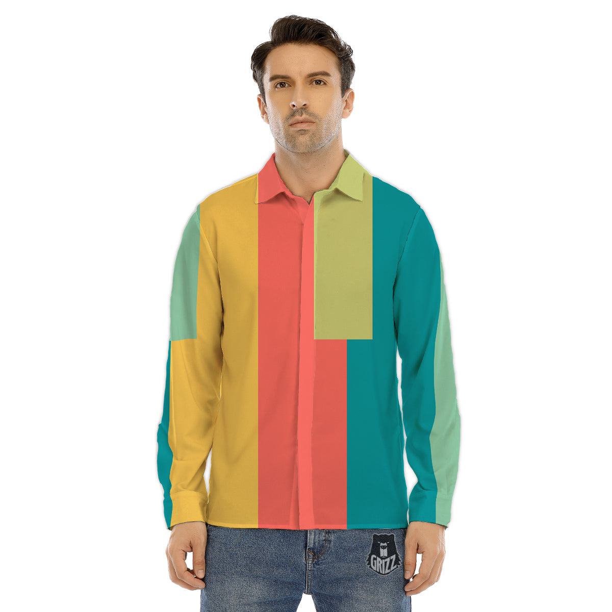 Fish Colorful Abstract Print Pattern Men's Dress Shirts-grizzshop