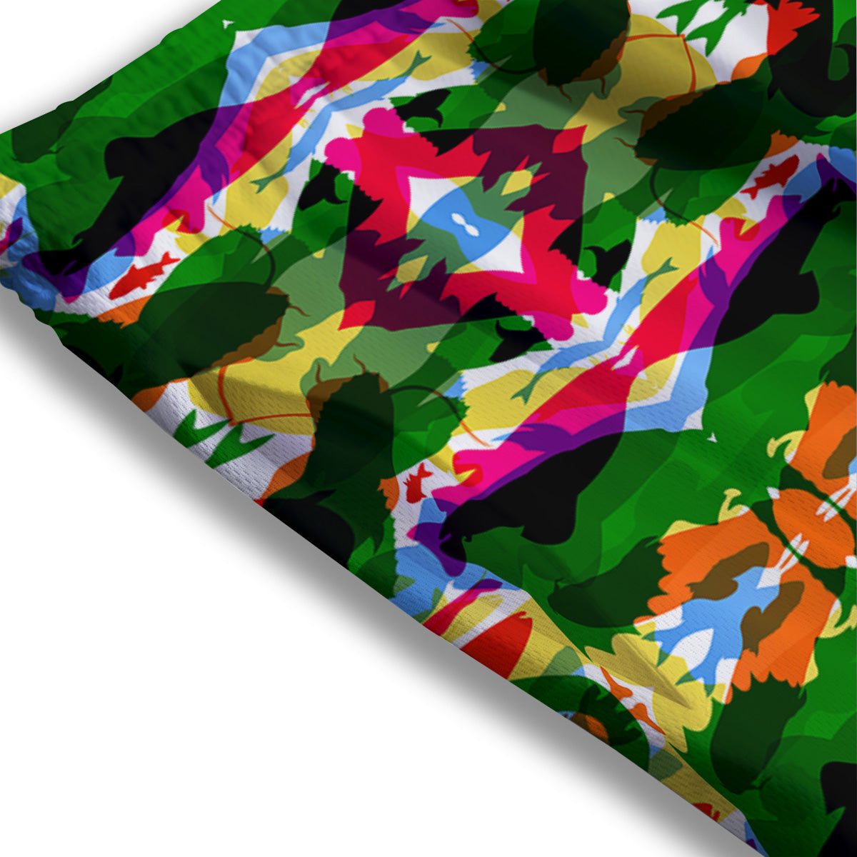 Houndstooth Deep Green Print Pattern Mesh Shorts
