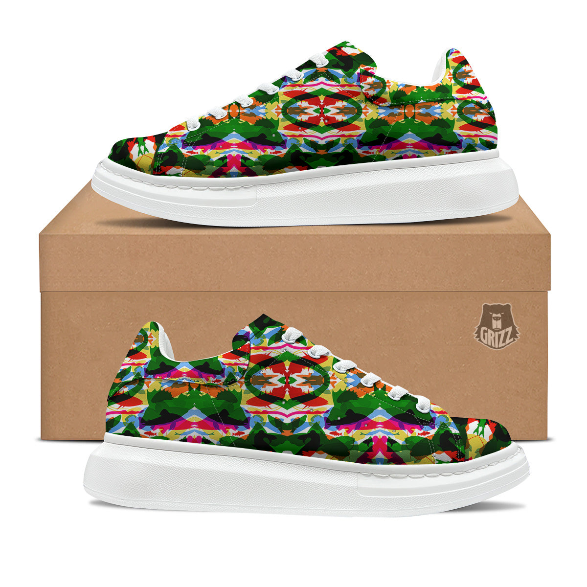 Fish Colorful Abstract Print Pattern Platform Shoes-grizzshop