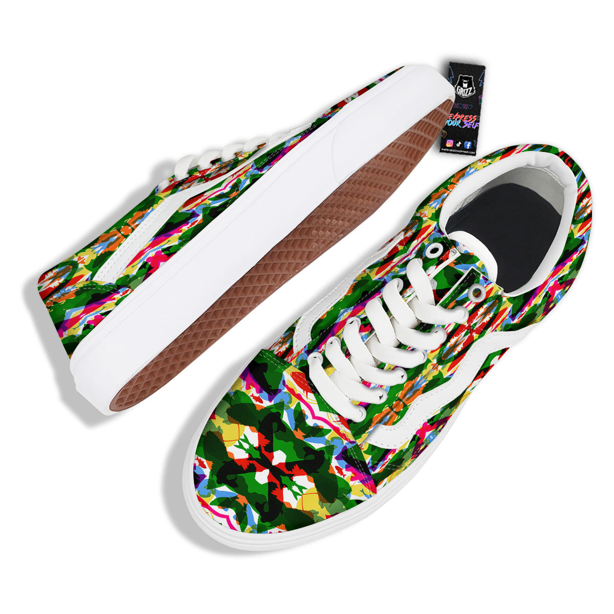 Fish Colorful Abstract Print Pattern Skate Shoes-grizzshop