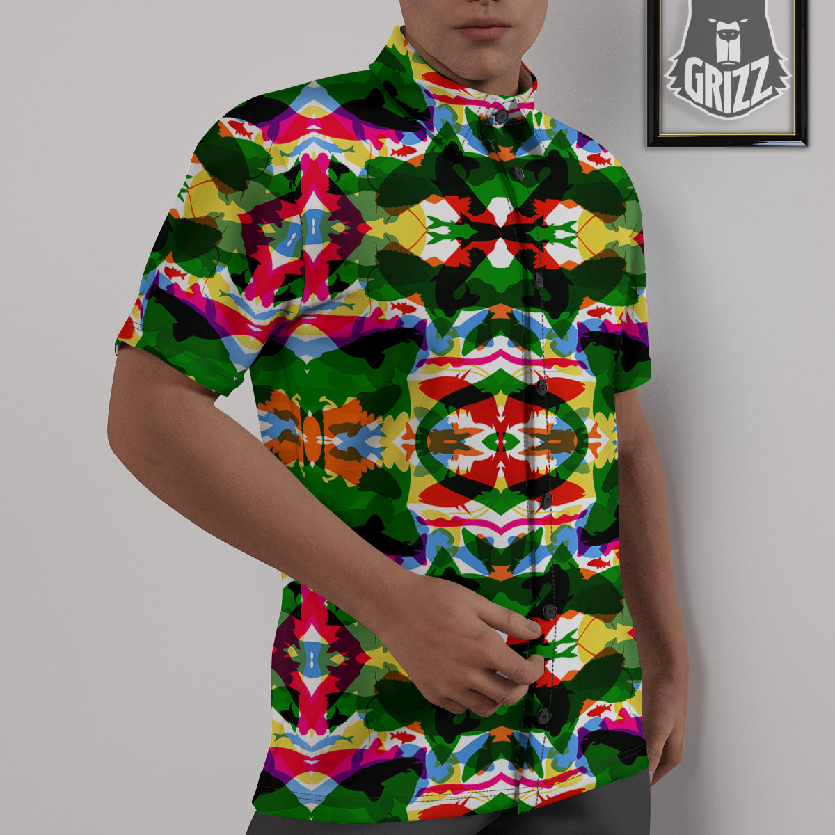 Fish Colorful Abstract Print Pattern Untucked Shirts-grizzshop