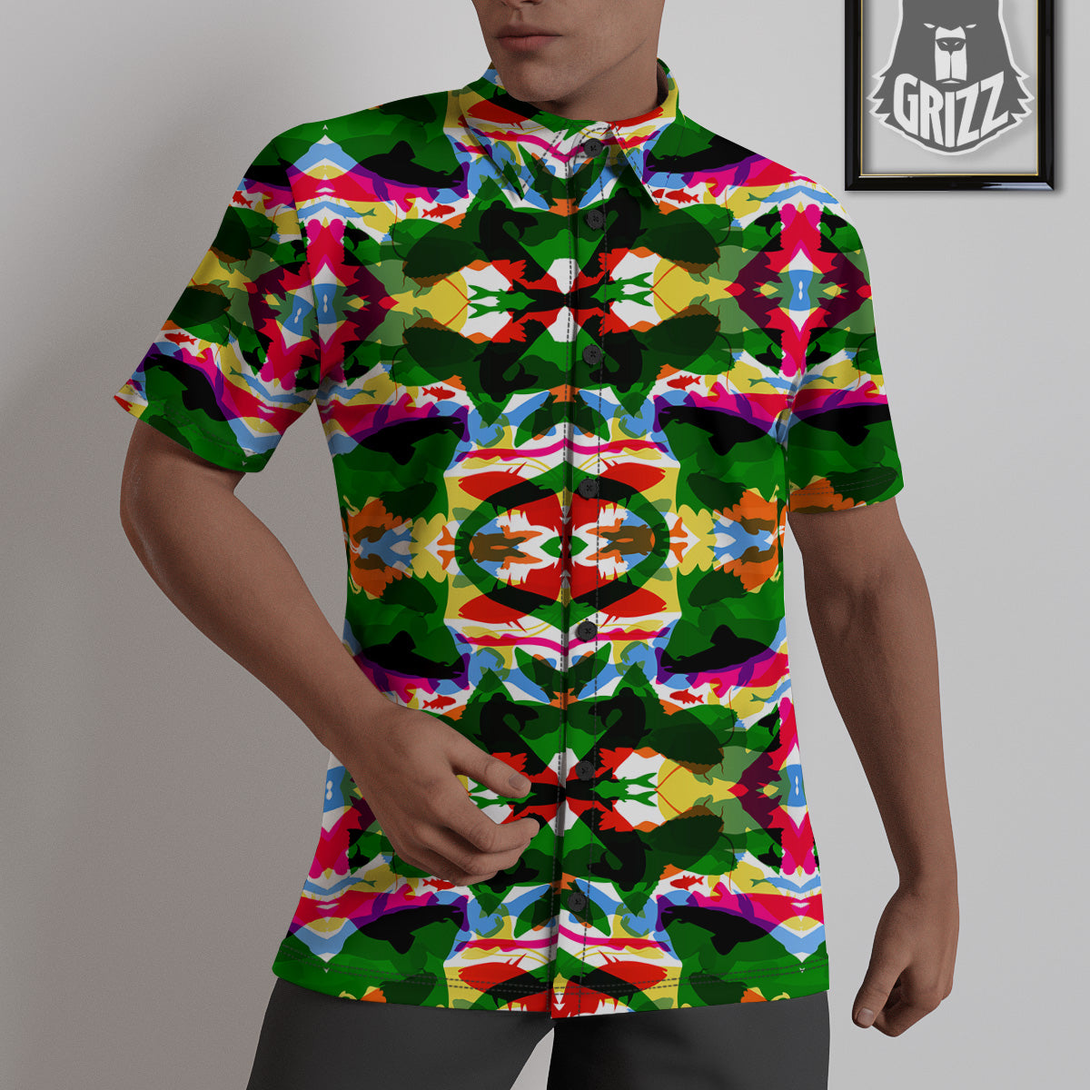 Fish Colorful Abstract Print Pattern Untucked Shirts-grizzshop