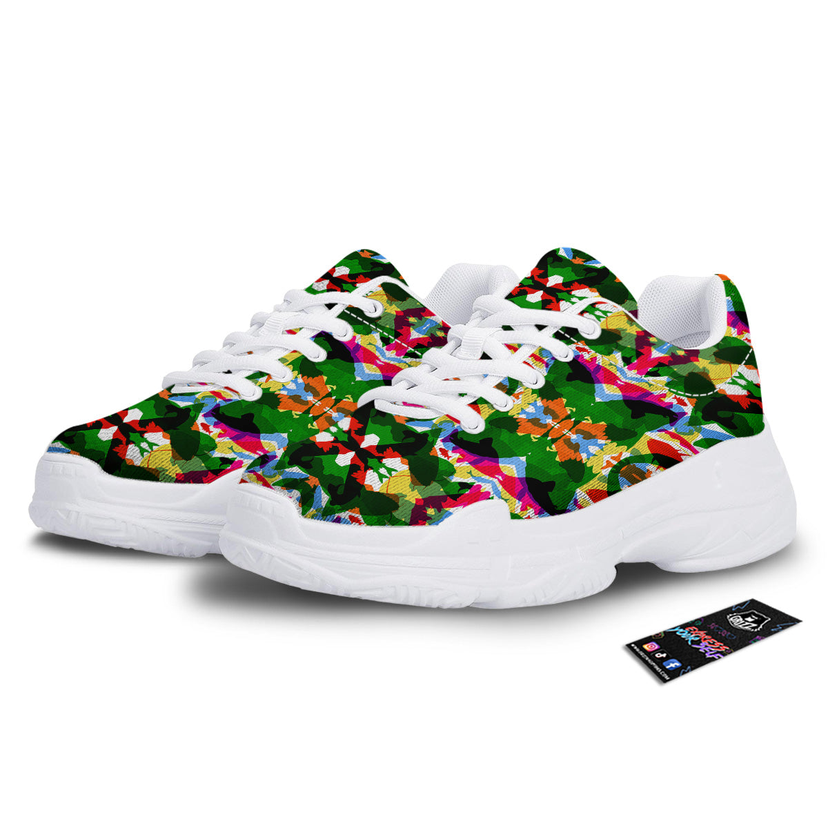 Fish Colorful Abstract Print Pattern White Chunky Shoes-grizzshop