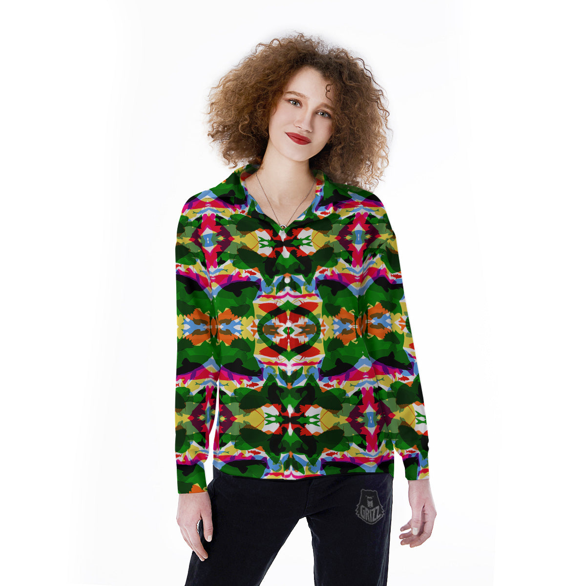 Fish Colorful Abstract Print Pattern Women's Long Sleeve Shirts-grizzshop