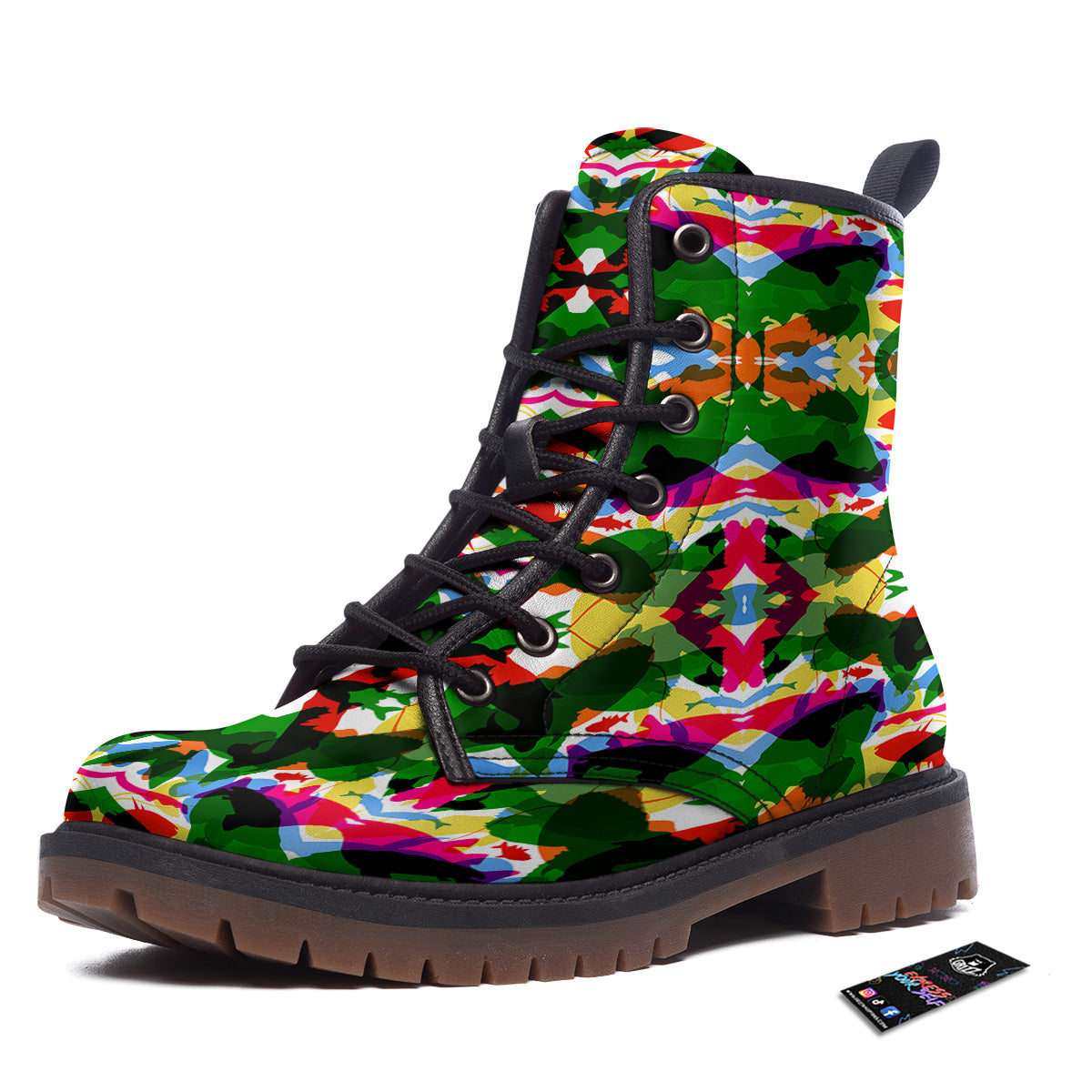 Fish Colorful Abstract Print Pattern Work Boots-grizzshop
