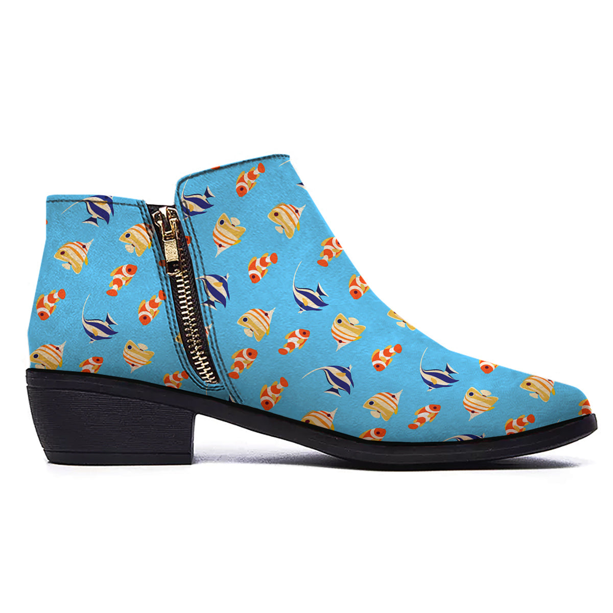 Fish Cute Print Pattern Ankle Boots-grizzshop