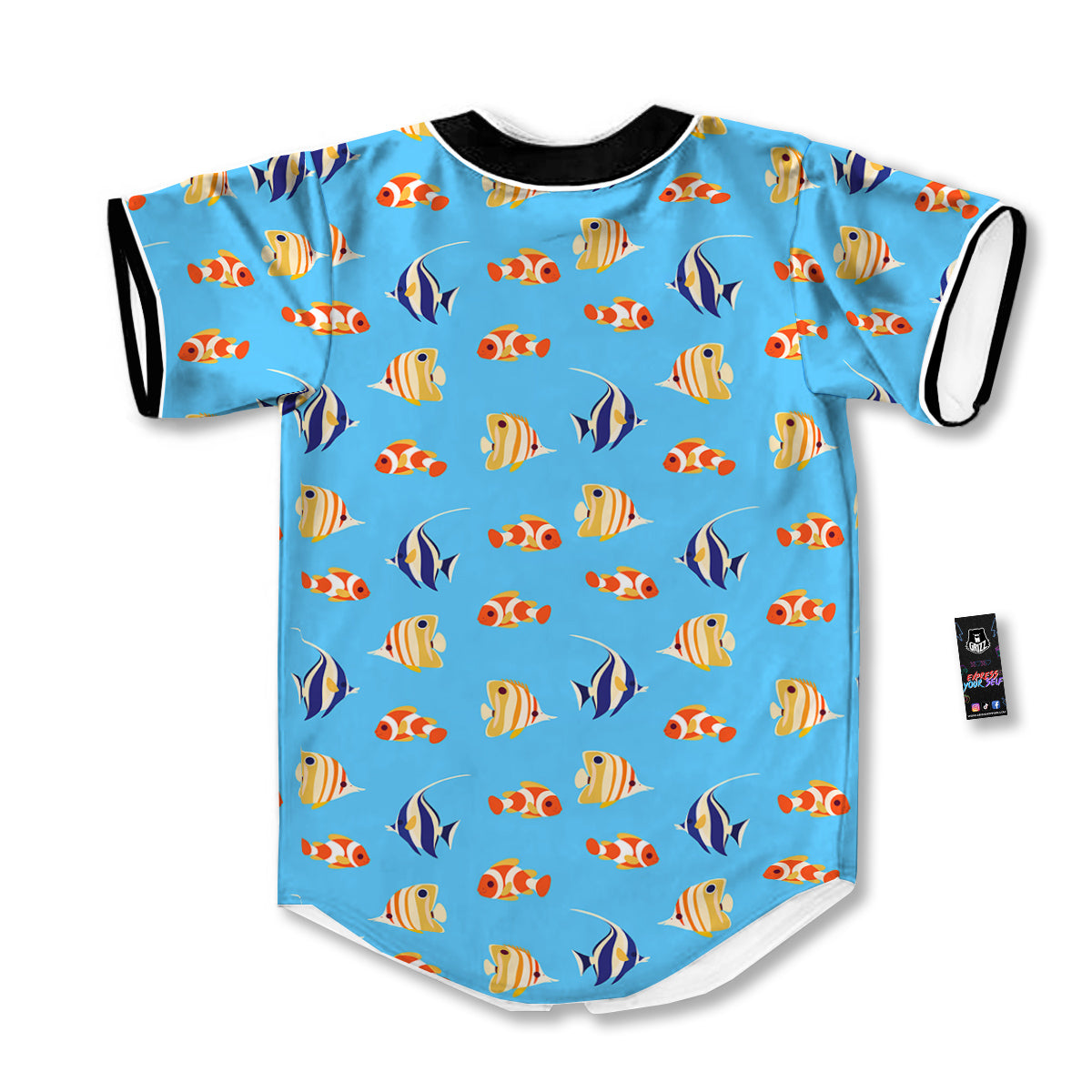 Fish Cute Print Pattern Baseball Jersey-grizzshop