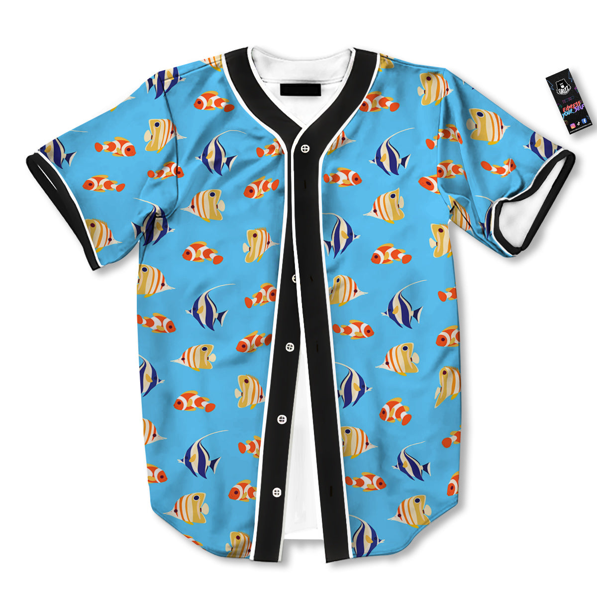 Fish Cute Print Pattern Baseball Jersey-grizzshop