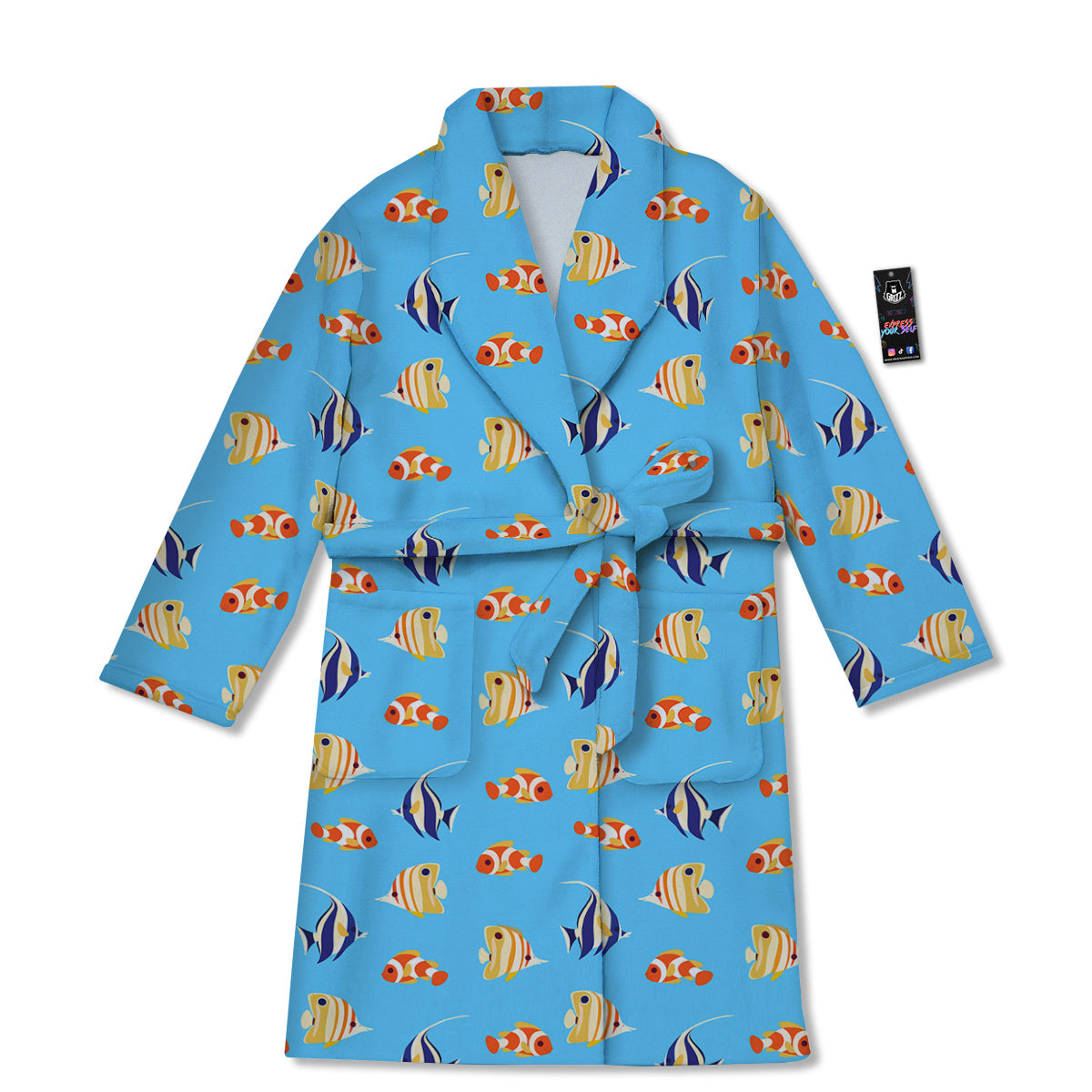 Fish Cute Print Pattern Bathrobe-grizzshop