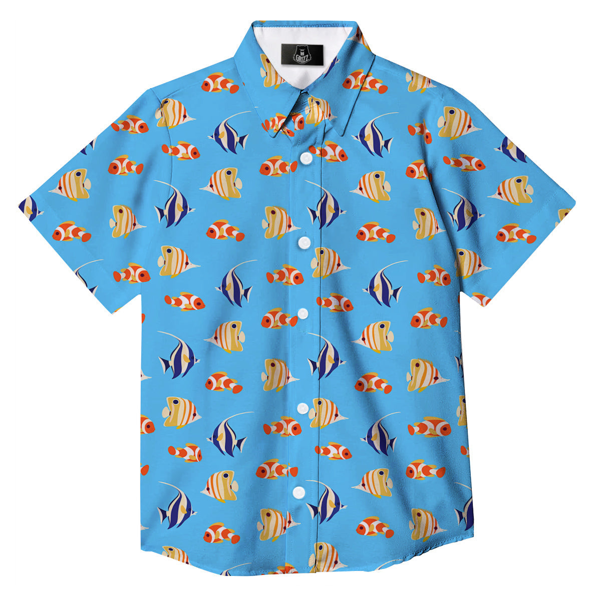 Fish Cute Print Pattern Button Up Shirt-grizzshop