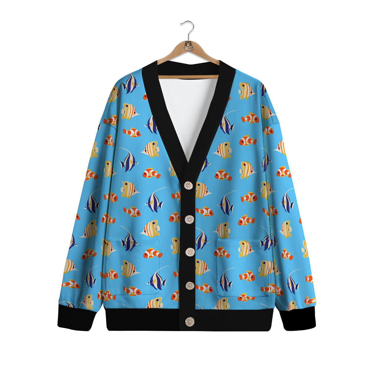 Fish Cute Print Pattern Cardigan-grizzshop