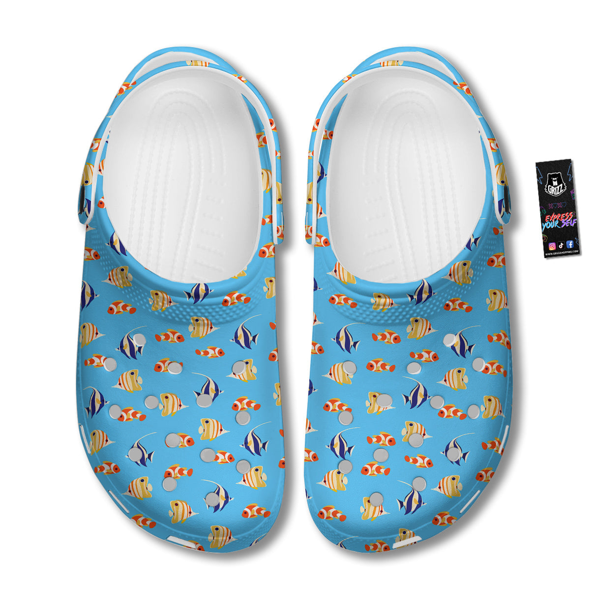Fish Cute Print Pattern Clog-grizzshop