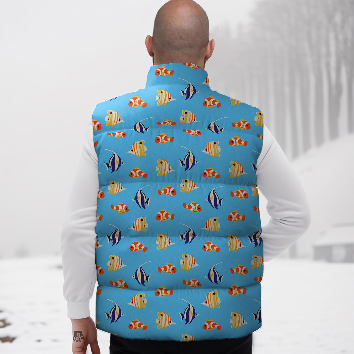 Fish Cute Print Pattern Down Vest