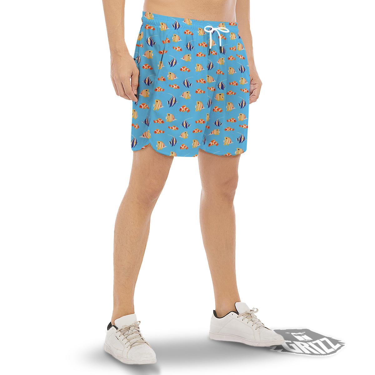 Fish Cute Print Pattern Men's Gym Shorts-grizzshop