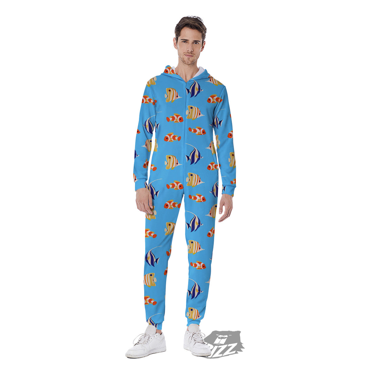 Fish Cute Print Pattern Men's Jumpsuit-grizzshop