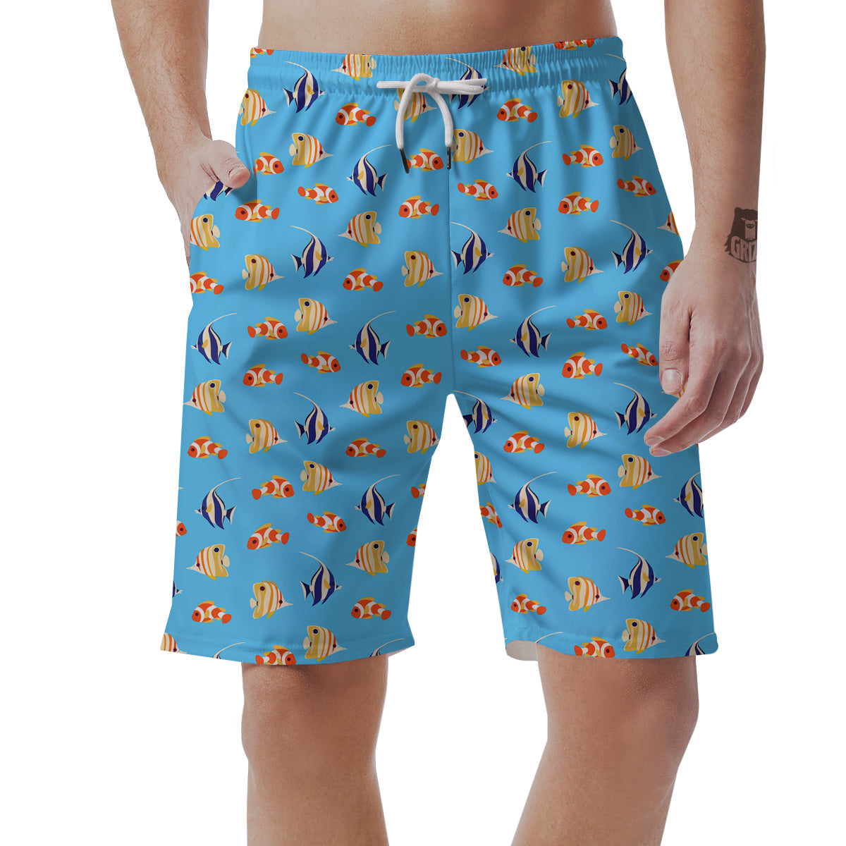 Fish Cute Print Pattern Men's Shorts-grizzshop