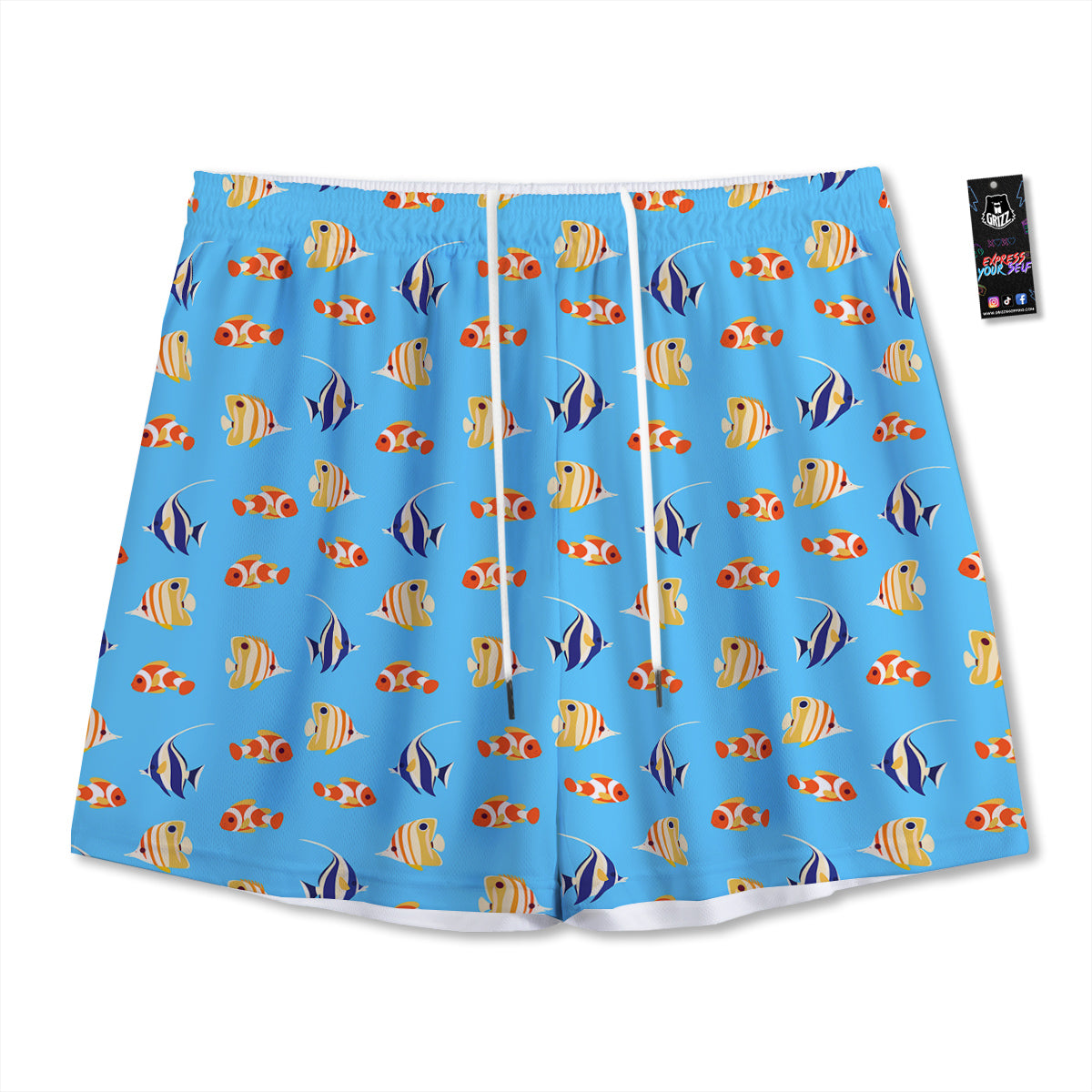 Fish Cute Print Pattern Mesh Shorts