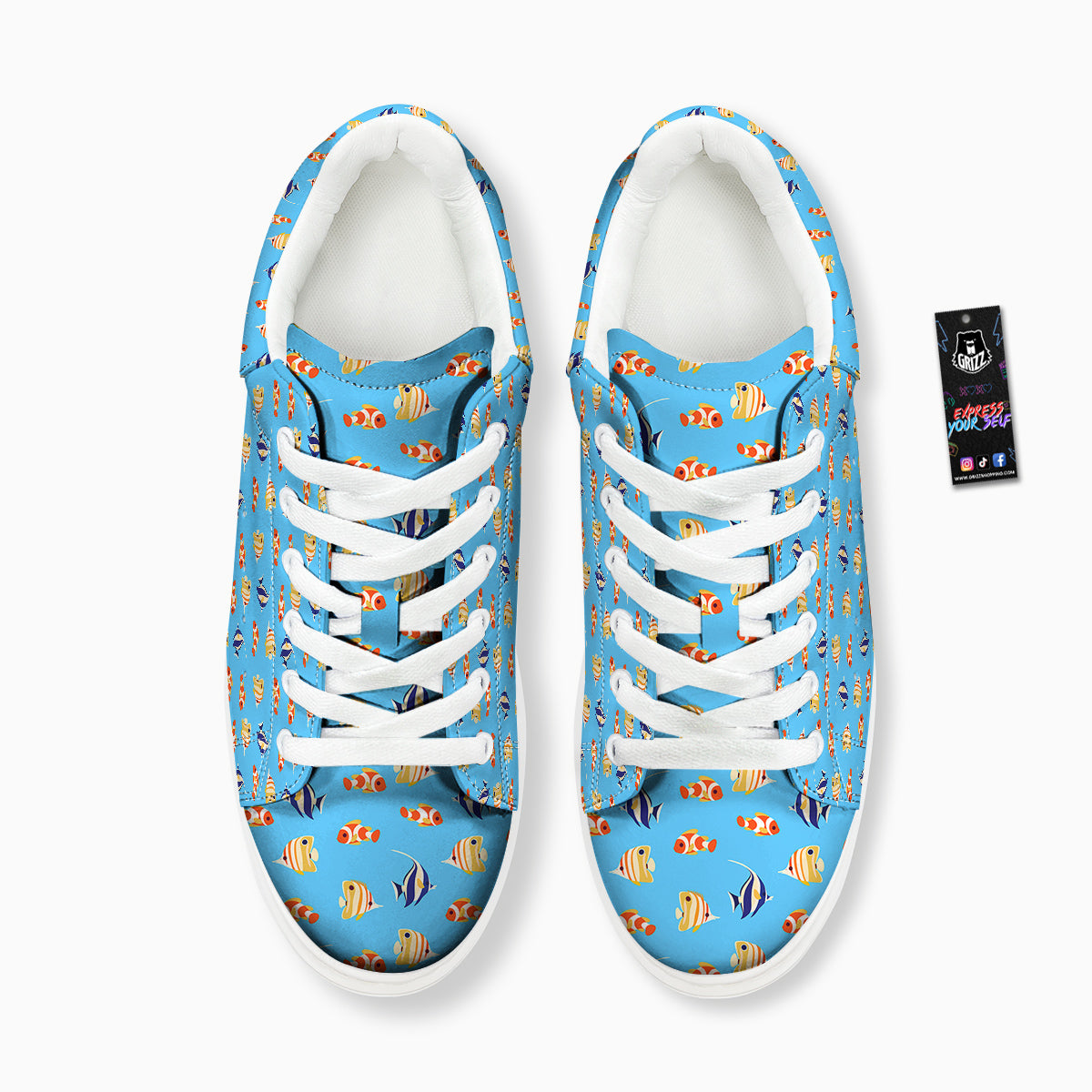 Fish Cute Print Pattern Platform Shoes-grizzshop