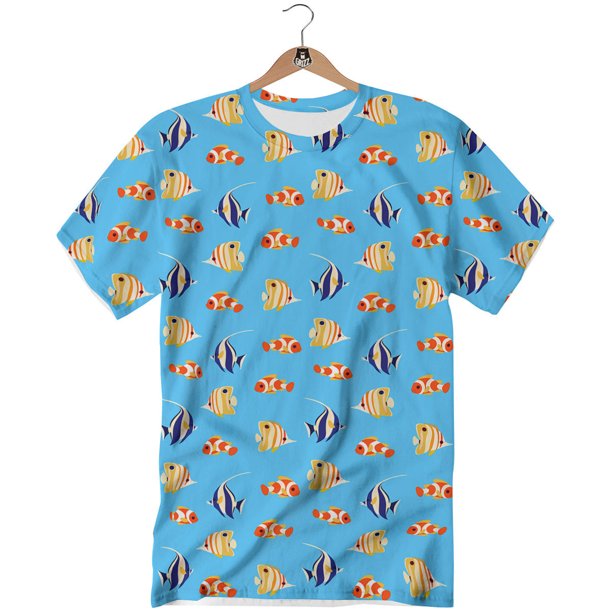 Fish Cute Print Pattern T-Shirt-grizzshop