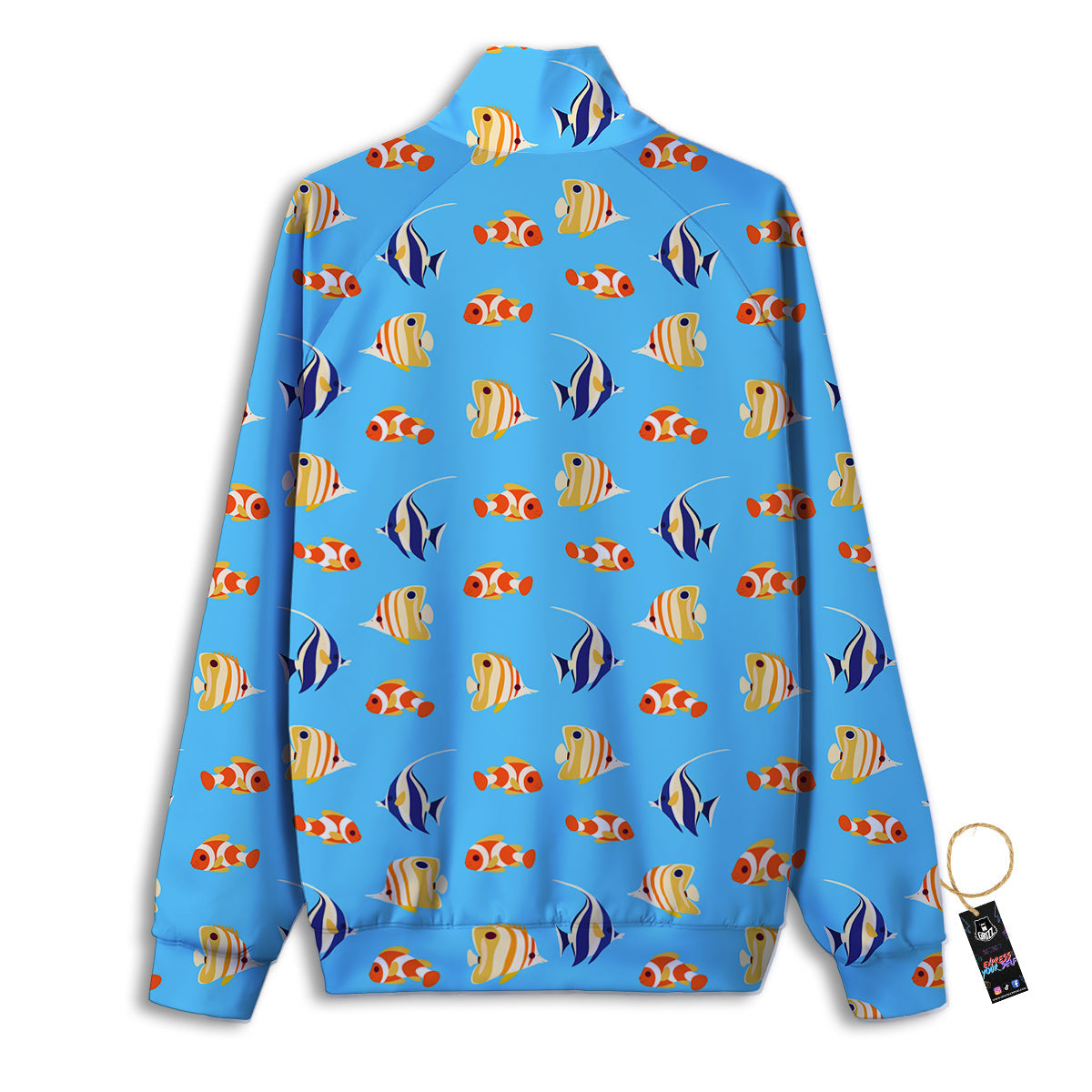 Fish Cute Print Pattern Track Jacket-grizzshop