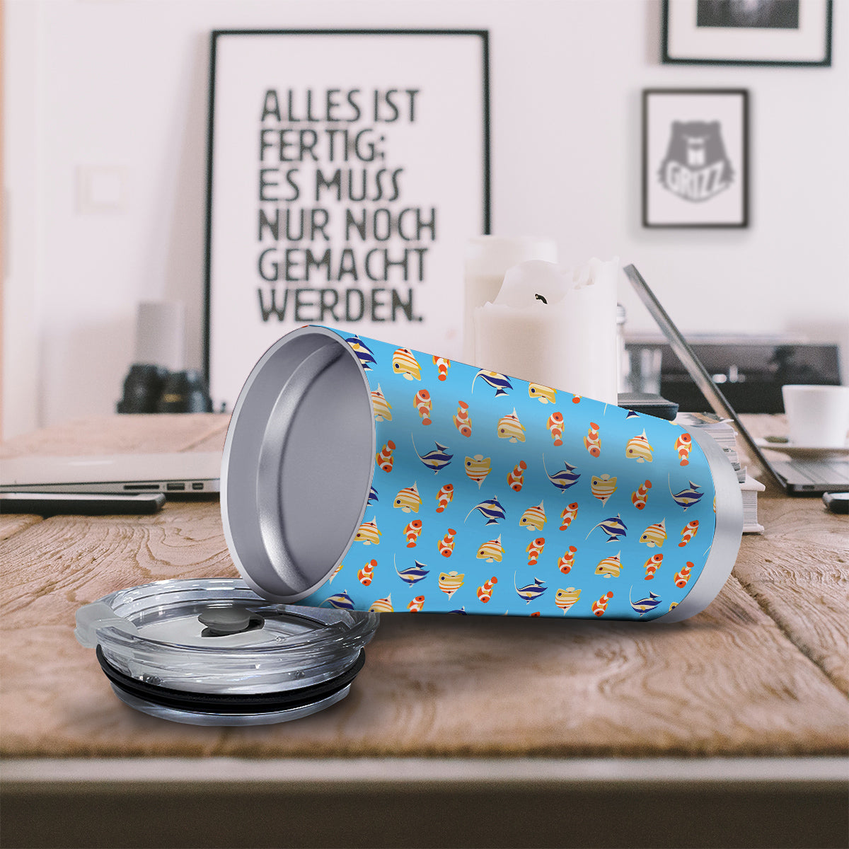 Fish Cute Print Pattern Tumbler-grizzshop