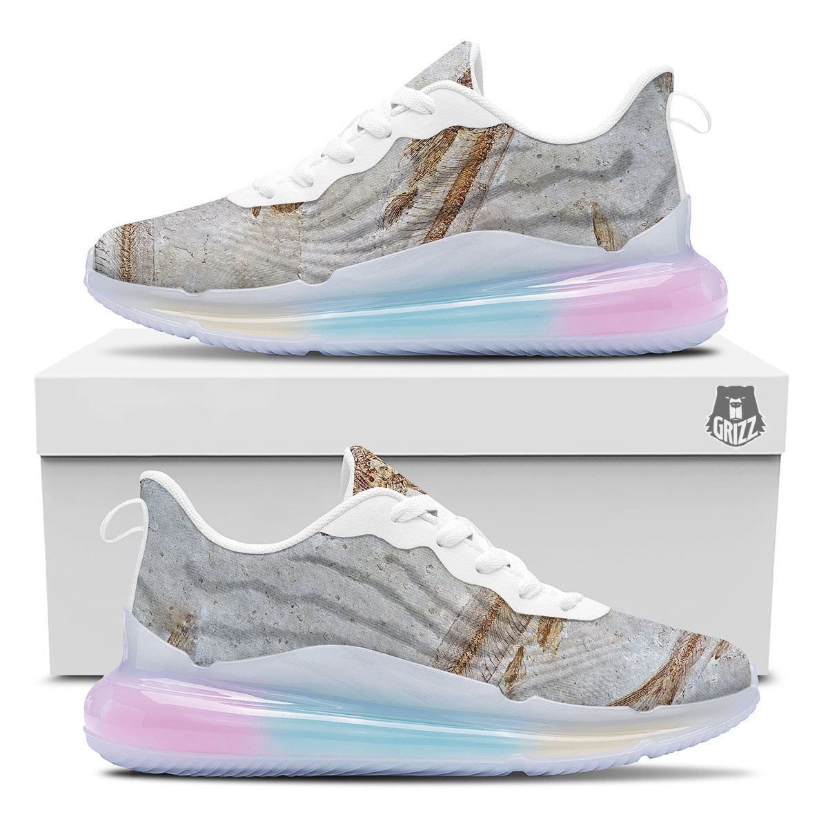 Fish Fossil Lycoptera Print Running Sneakers-grizzshop