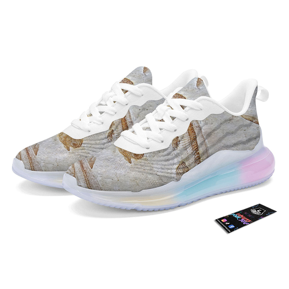 Fish Fossil Lycoptera Print Running Sneakers-grizzshop
