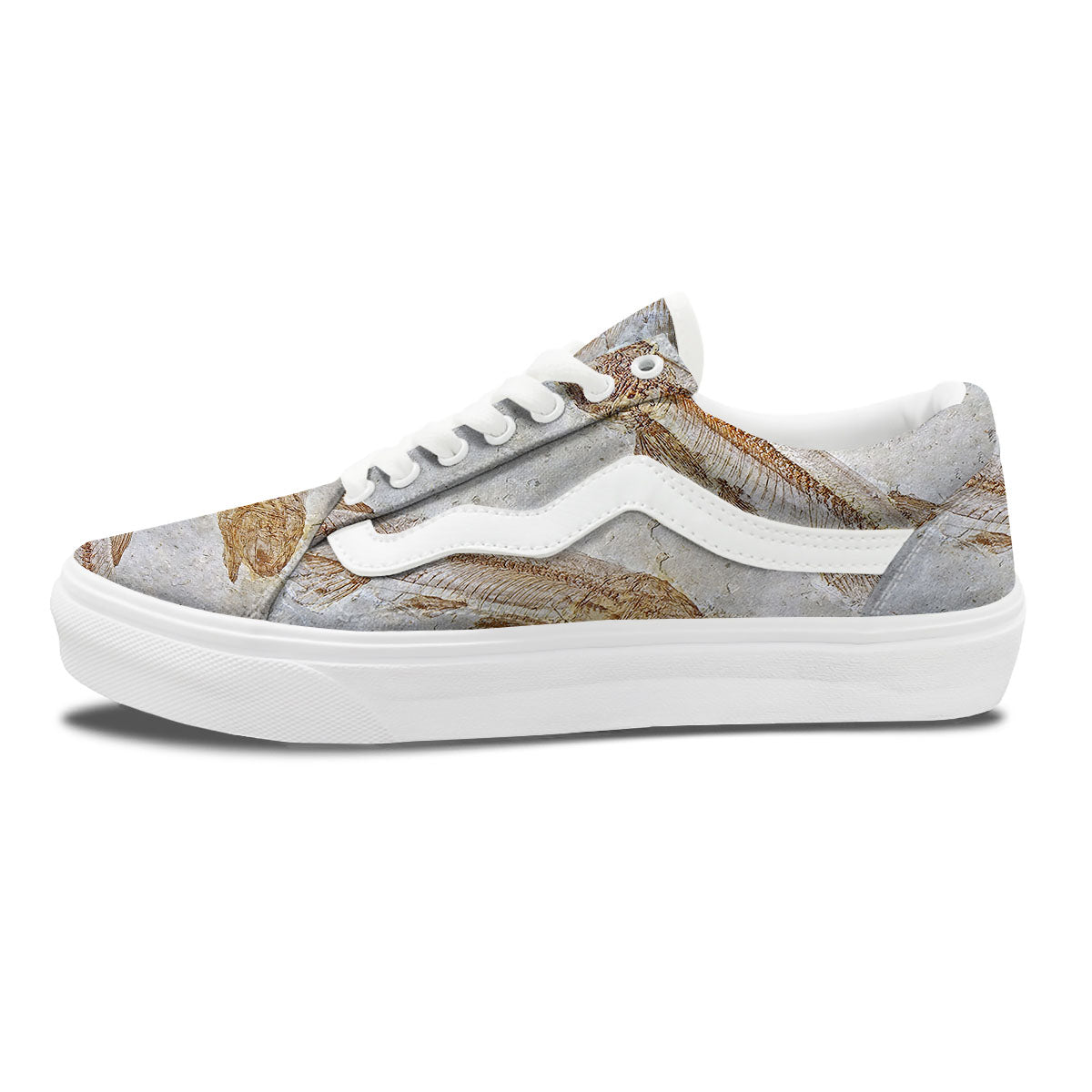 Fish Fossil Lycoptera Print Skate Shoes-grizzshop