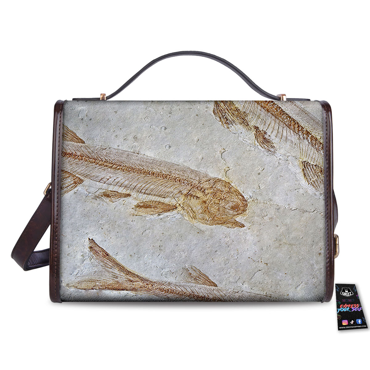 Fish Fossil Lycoptera Print Women's Satchel Bag-grizzshop