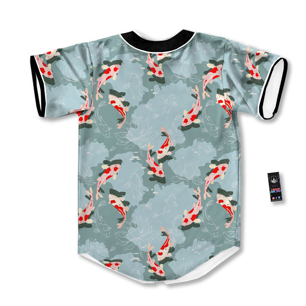 Fish Koi Print Pattern Baseball Jersey-grizzshop