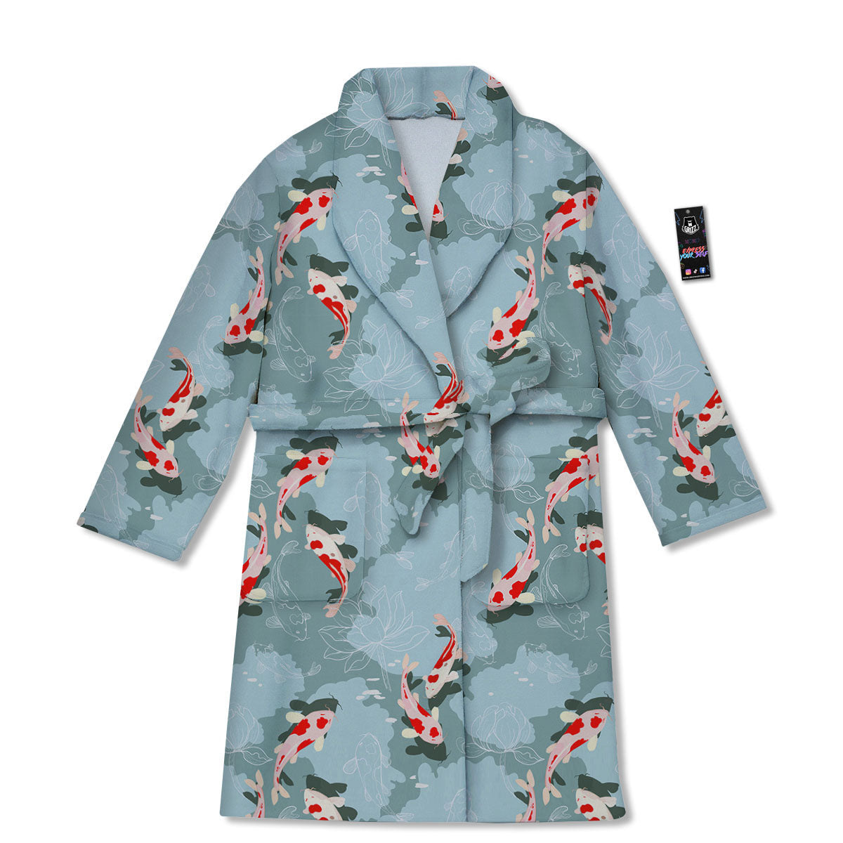 Fish Koi Print Pattern Bathrobe-grizzshop