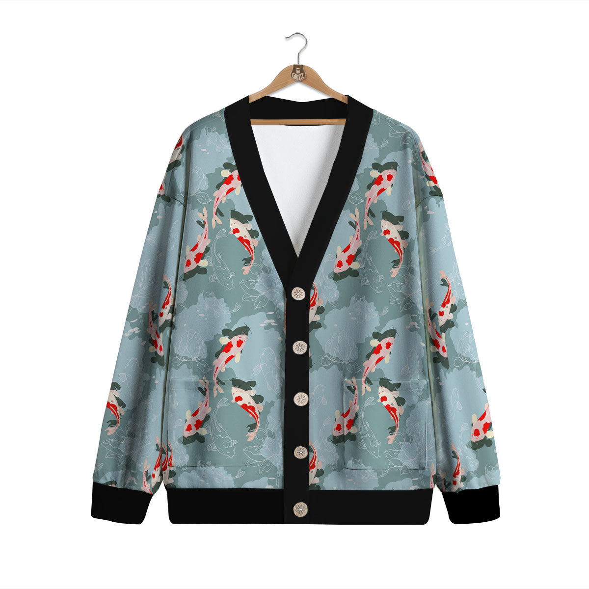 Fish Koi Print Pattern Cardigan-grizzshop