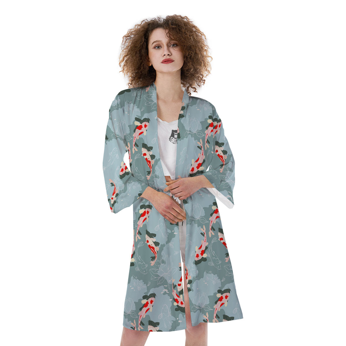 Fish Koi Print Pattern Kimono-grizzshop