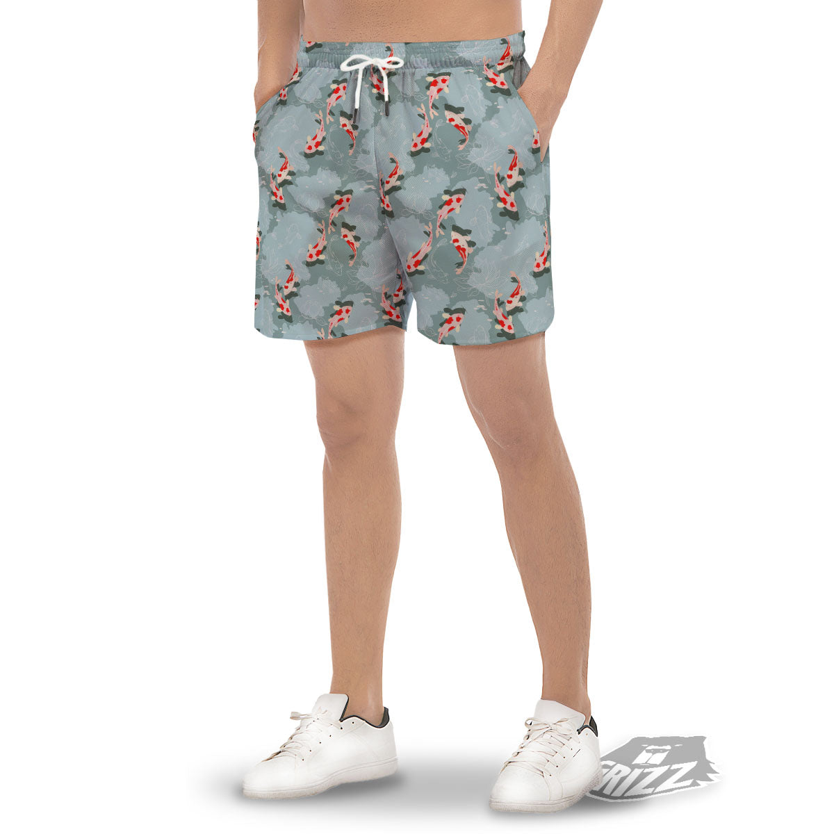 Fish Koi Print Pattern Men's Gym Shorts-grizzshop