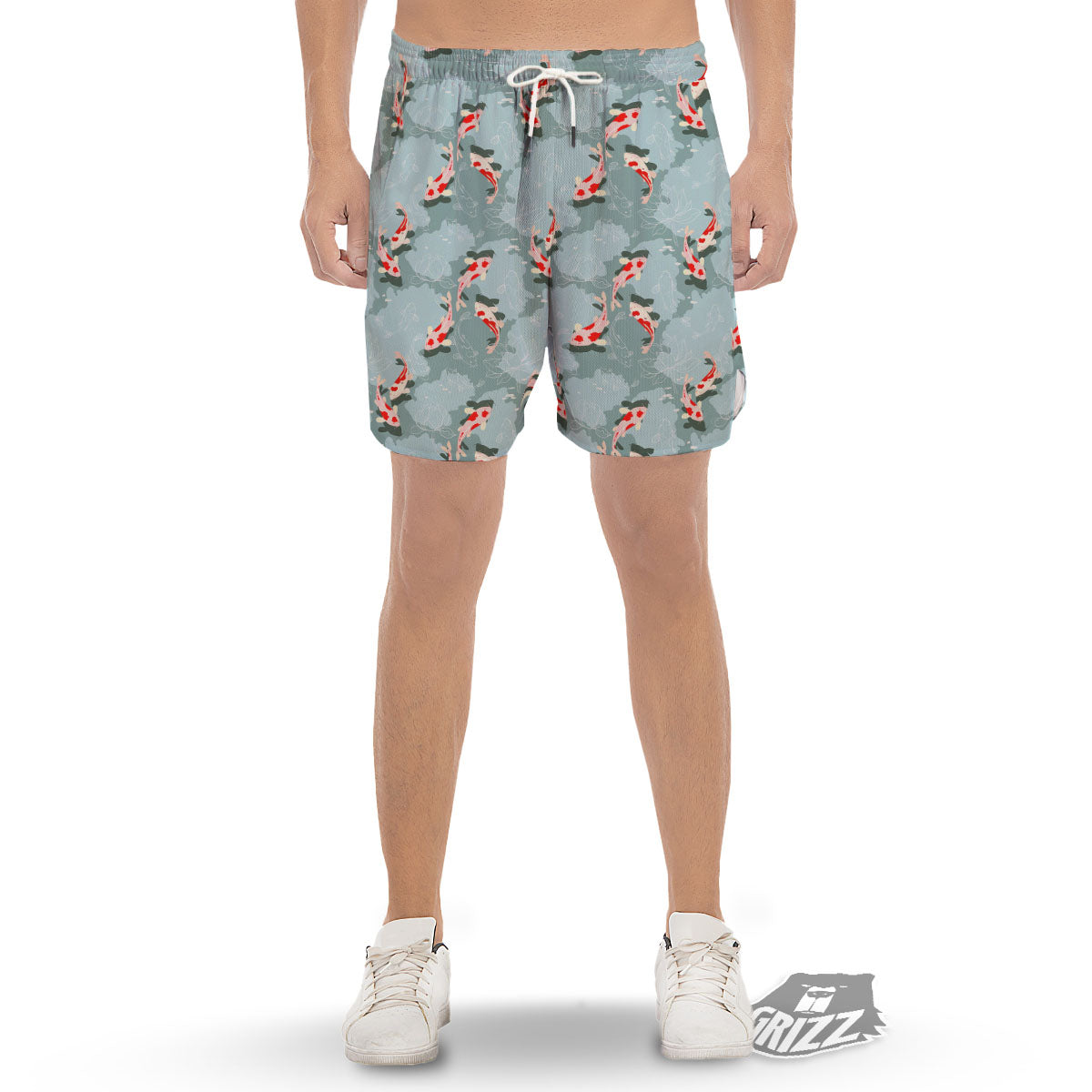 Fish Koi Print Pattern Men's Gym Shorts-grizzshop