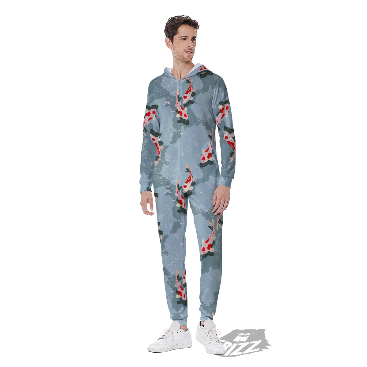 Fish Koi Print Pattern Men's Jumpsuit-grizzshop