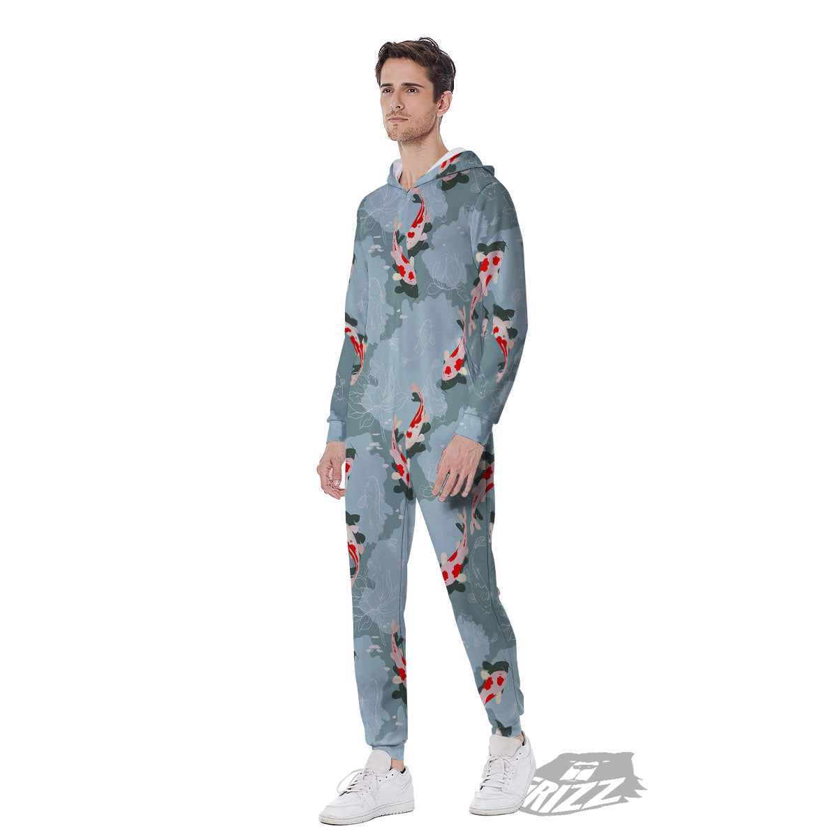 Fish Koi Print Pattern Men's Jumpsuit-grizzshop