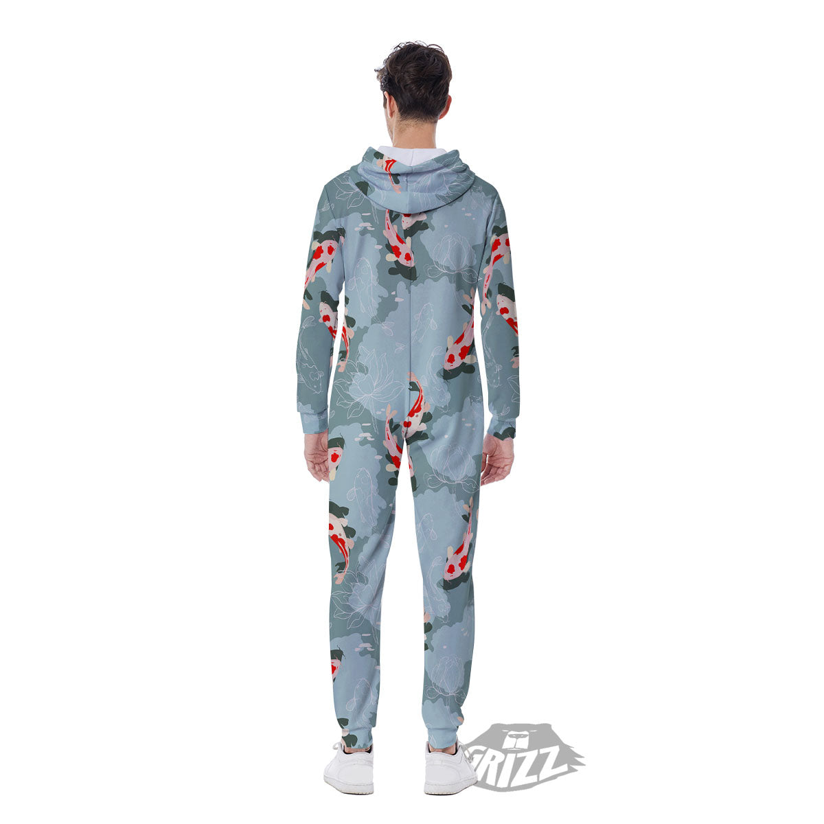 Fish Koi Print Pattern Men's Jumpsuit-grizzshop
