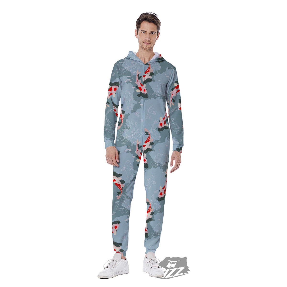 Fish Koi Print Pattern Men's Jumpsuit-grizzshop