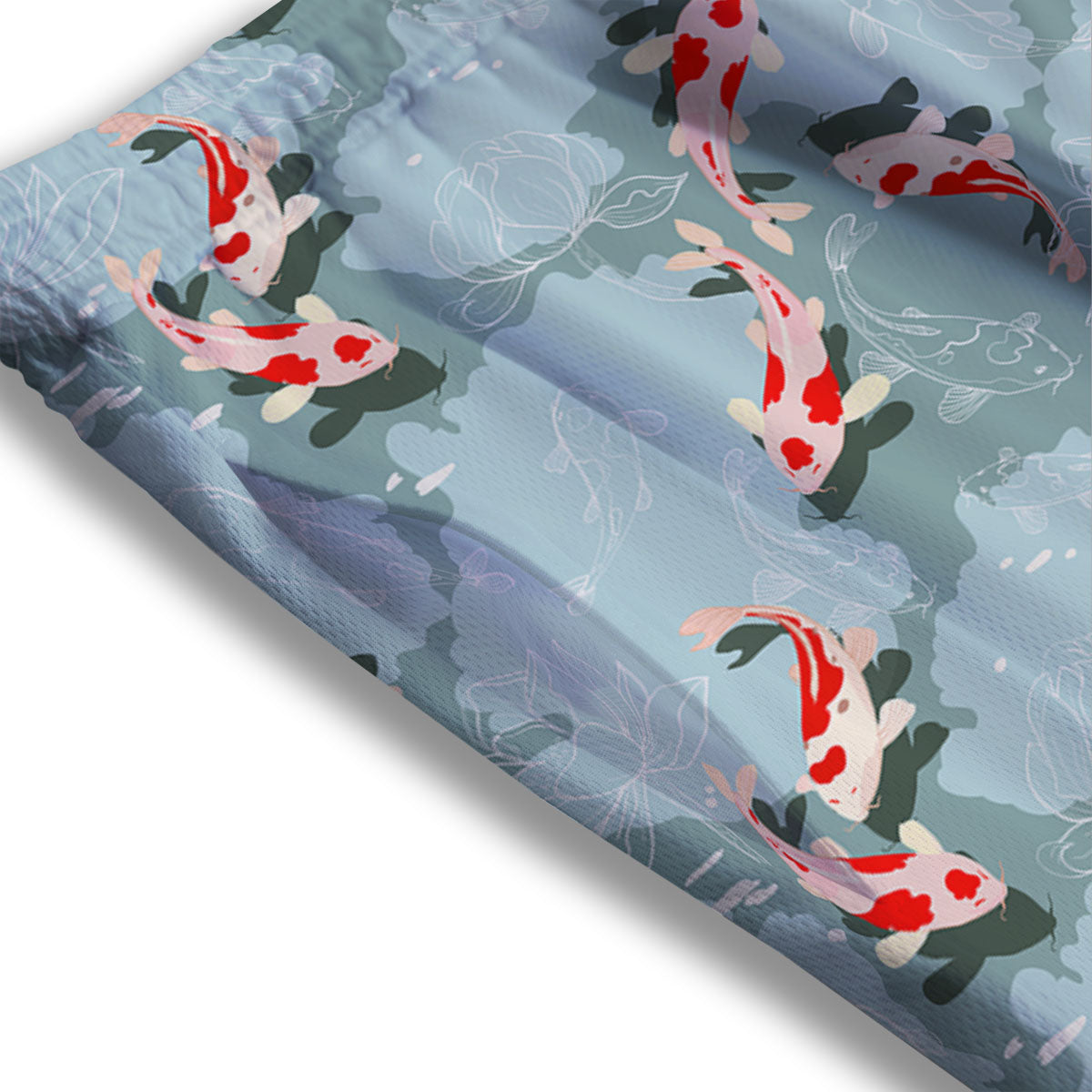 Fish Koi Print Pattern Mesh Shorts